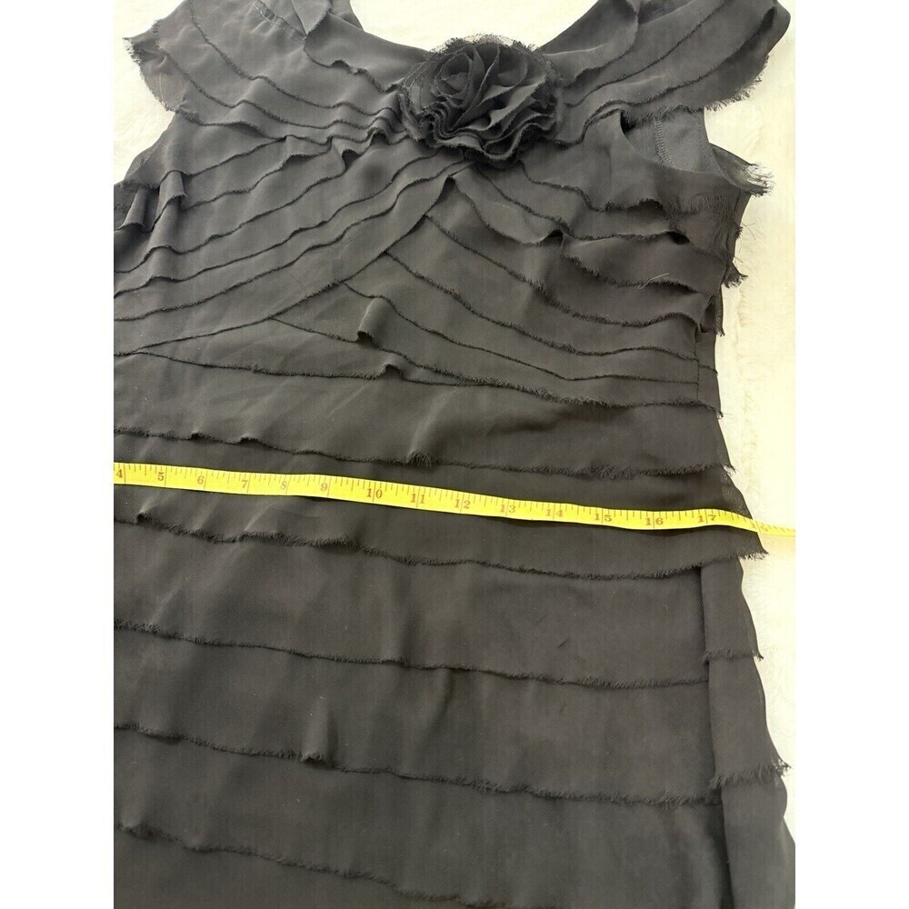London Times Womens Size 16 Black Ruffle Tiered Raw Hem Cocktail Shift D… - Picture 12 of 15